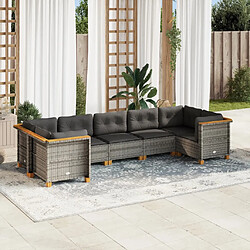 vidaXL Salon de jardin avec coussins 7 pcs gris résine tressée 