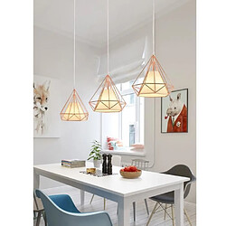 STOEX Suspension filaire en forme diamant 25cm lustre abat-jour pour salon cuisine salle à manger bar Or rose