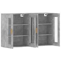 Maison Chic Lot de 2 Armoires murales,Meuble de Rangement,Armoire Suspendue gris béton bois d'ingénierie -MN63547 pas cher