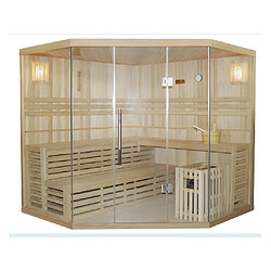 Vente-Unique Sauna Traditionnel Finlandais d'angle 4/5 places vitré Gamme prestige IMATRA - L220*P220*H210 cm