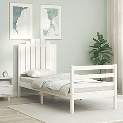 Avis Maison Chic Cadre/structure de lit avec tête de lit pour adulte - Lit Moderne Chambre blanc petit simple bois massif -MN29822