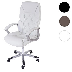 Mendler Fauteuil de bureau pro L42 XXL, charge 150kg, similicuir ~ blanc 