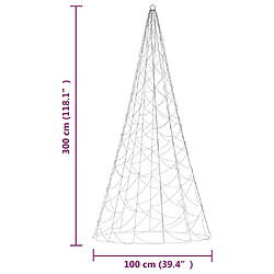 vidaXL Sapin de Noël sur mât de drapeau 500 LED Blanc chaud 300 cm pas cher