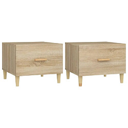 vidaXL Tables basses 2 pcs chêne sonoma 50x50x40 cm bois d'ingénierie