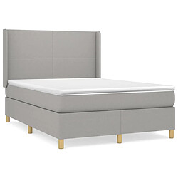 vidaXL Sommier à lattes de lit avec matelas Gris clair 140x200cm Tissu