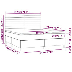 vidaXL Sommier à lattes de lit avec matelas Gris foncé 180x200cm Tissu pas cher