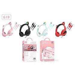 GUPBOO Casque filaire RVB, oreilles de chat mignonnes, avec micro, lumières LED pas cher