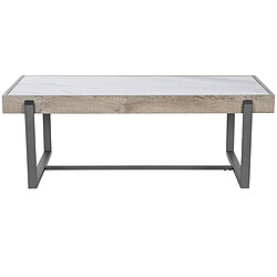 Pegane Table basse, table de salon rectangulaire en bois coloris naturel et métal noir - longueur 120 x profondeur 64 x Hauteur 43 cm