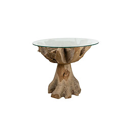 Table d'appoint Romimex Naturel verre bois de teck 80 x 75 x 80 cm 