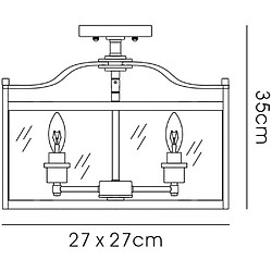 Avis Luminaire Center Semi Plafonnier Aston 4 Ampoules laiton antique/verre