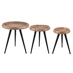 Present Time Set de 3 tables d'appoint Mango Wood