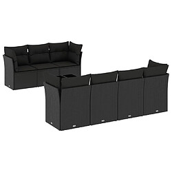 vidaXL Salon de jardin 8 pcs avec coussins noir résine tressée