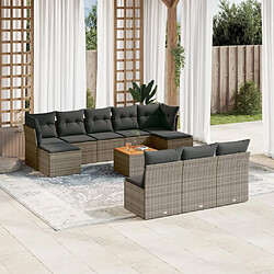 vidaXL Salon de jardin 11 pcs avec coussins gris résine tressée 