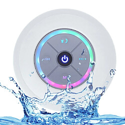 Wewoo Enceinte Bluetooth étanche Haut-parleur sans fil BTS-08 Led Radio FM Subwoofer Colonne Micro SD Ventouse Mini de Douche Blanc