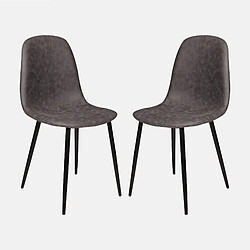 Alter Ensemble de 2 chaises modernes en éco-cuir, pour salle à manger, cuisine ou salon, cm 56x45h87, couleur gris 