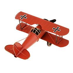 Cru Modèle Biplan Avion Métallique Avions Militaires Décor à La Maison Rouge Toy