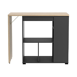 Vente-Unique Meuble de bar pivotant avec rangements - Naturel et anthracite - SATURNE