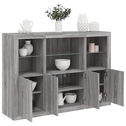 Maison Chic Lot de 3 Commode Buffet - Meuble de rangements avec lumières LED sonoma gris bois d'ingénierie -GKD99095