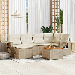 Maison Chic Salon de jardin avec coussins 7 pcs, Ensemble Tables et chaises de jardin, beige résine tressée -GKD702895