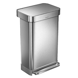 Poubelle réctangulaire à pédale 45l inox brossé - cw2024 - SIMPLEHUMAN