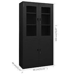 vidaXL Armoire de bureau Noir 90x40x180 cm Acier pas cher