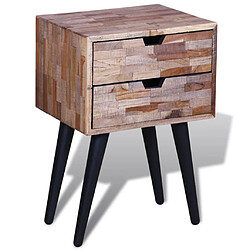 Avis Maison Chic Table de chevet,Table de nuit,Table d'appoint pour salon avec 2 tiroirs Bois de teck recyclé -MN37161