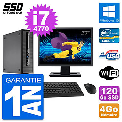 PC HP ProDesk 400 G1 SFF Ecran 27" i7-4770 RAM 4Go SSD 120Go Windows 10 Wifi · Occasion 