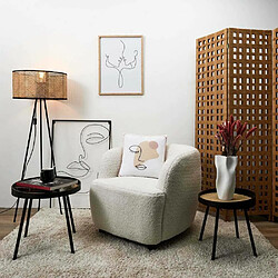 The Home Deco Factory Fauteuil en polyester bouclette blanc Kim.