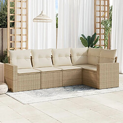 vidaXL Salon de jardin avec coussins 5 pcs beige résine tressée 