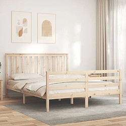 Avis Maison Chic Cadre/structure de lit avec tête de lit pour adulte - Lit Moderne Chambre king size bois massif -MN41414