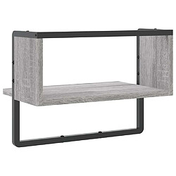 vidaXL Étagère murale avec barre sonoma gris 40x25x30 cm pas cher