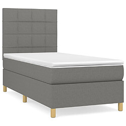 vidaXL Sommier à lattes de lit avec matelas Gris foncé 100x200cm Tissu