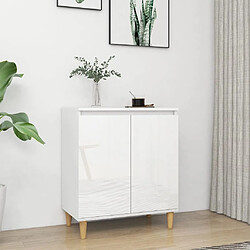 Maison Chic Commode Buffet - Meuble de rangement avec pieds en bois Blanc brillant 60x35x70 cm Aggloméré -GKD27244