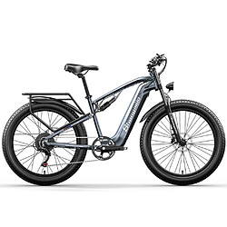 Vélo électrique Shengmilo pour hommes, vélo électrique à gros pneus à moteur BAFANG 1000 W, croisière longue distance 17,5 Ah 840 WH avec batterie lithium-ion, suspension complète 26 pouces 90 CV, vélo de montagne électrique à 7 vitesses, MX05, gris 