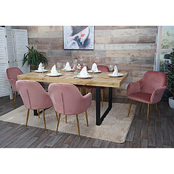 Mendler Chaise de salle à manger HWC-F18, chaise de cuisine, design rétro ~ velours vieux rose, pieds dorés