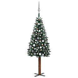 vidaXL Sapin de Noël mince pré-éclairé et boules vert 150 cm 