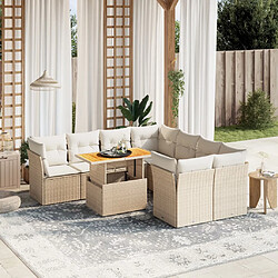 vidaXL Salon de jardin avec coussins 9 pcs beige résine tressée 