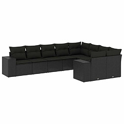 Maison Chic Ensemble Tables et chaises d'extérieur 9 pcs avec coussins,Salon de jardin noir résine tressée -GKD278352