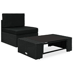 vidaXL Salon de jardin 2 pcs Résine tressée Noir