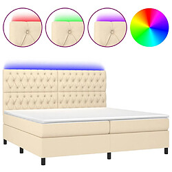 vidaXL Sommier à lattes de lit et matelas et LED Crème 200x200cm Tissu