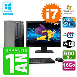 PC Lenovo M91p SFF Intel I7-2600 16Go Disque 500Go Graveur Wifi W7 Ecran 27" · Occasion 