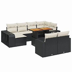 vidaXL Salon de jardin 11 pcs avec coussins noir résine tressée