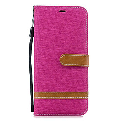 Etui en PU tissu jean bicolore rose pour votre Samsung Galaxy J4 Plus/J4 Prime