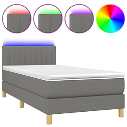 vidaXL Sommier à lattes de lit et matelas et LED Gris foncé 100x200 cm