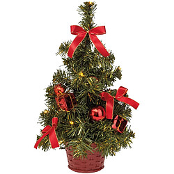 Unbekannt III yh790 a/14R Arbre Décoration de Noël avec 10 LED Blanches Chaudes, Env. 35 x 19 cm, plastique, multicolore/Rouge 