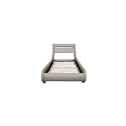 Nuits D'Or Lit ava pour matelas 90x190-Sommier+Tête de Lit eclairage LED Incurve Couleur GRIS+Pieds en 5cm pour matelas-13 Lattes 