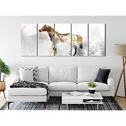 Decoshop26 Tableau toile de décoration murale impression premium en 5 parties sur châssis en bois motif Destrier ardent 100x40 cm 11_0015160