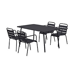 Mes Ensemble table de jardin + 4 fauteuils en métal gris - BACA