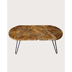 Avis UNIQKA Carmen - Table basse ovale en puzzle de teck