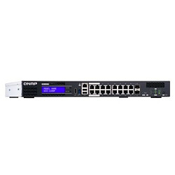 QNAP QGD-1600P Géré Gigabit Ethernet (10/100/1000) Connexion Ethernet, supportant l'alimentation via ce port (PoE) 1U Noir, Gris